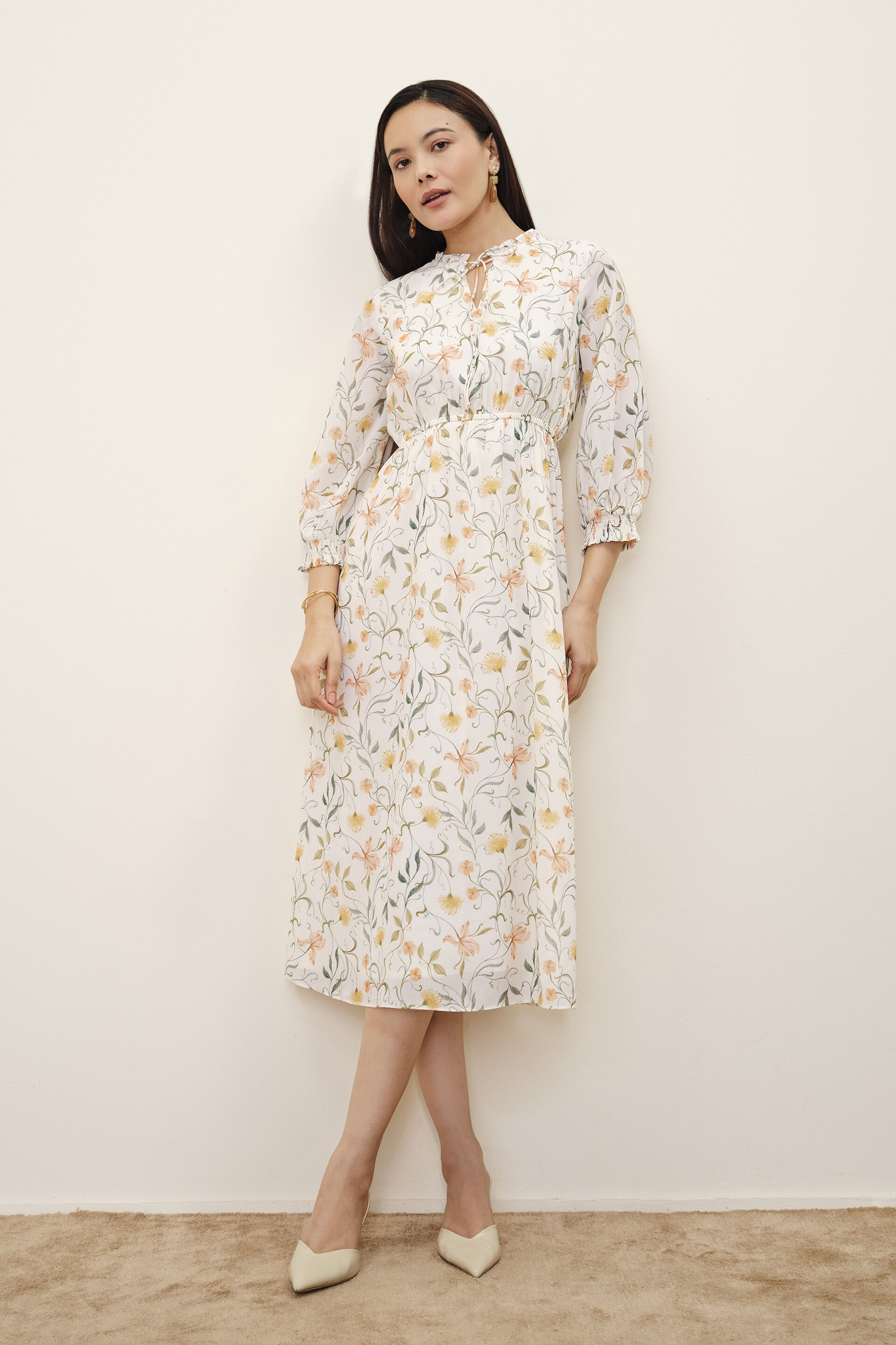 Alyson Printed Lime Dress, Lime, image 1